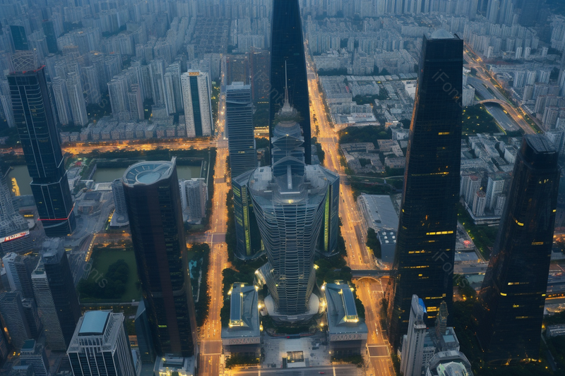 航拍高速发展的高楼大厦的城市车水马龙的夜景,高清,摄影图,摄影图片,图片大全,摄影图免费下载